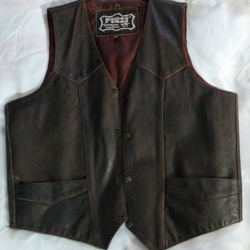 First Genuine Leather Dark Brown Vest Size XXL